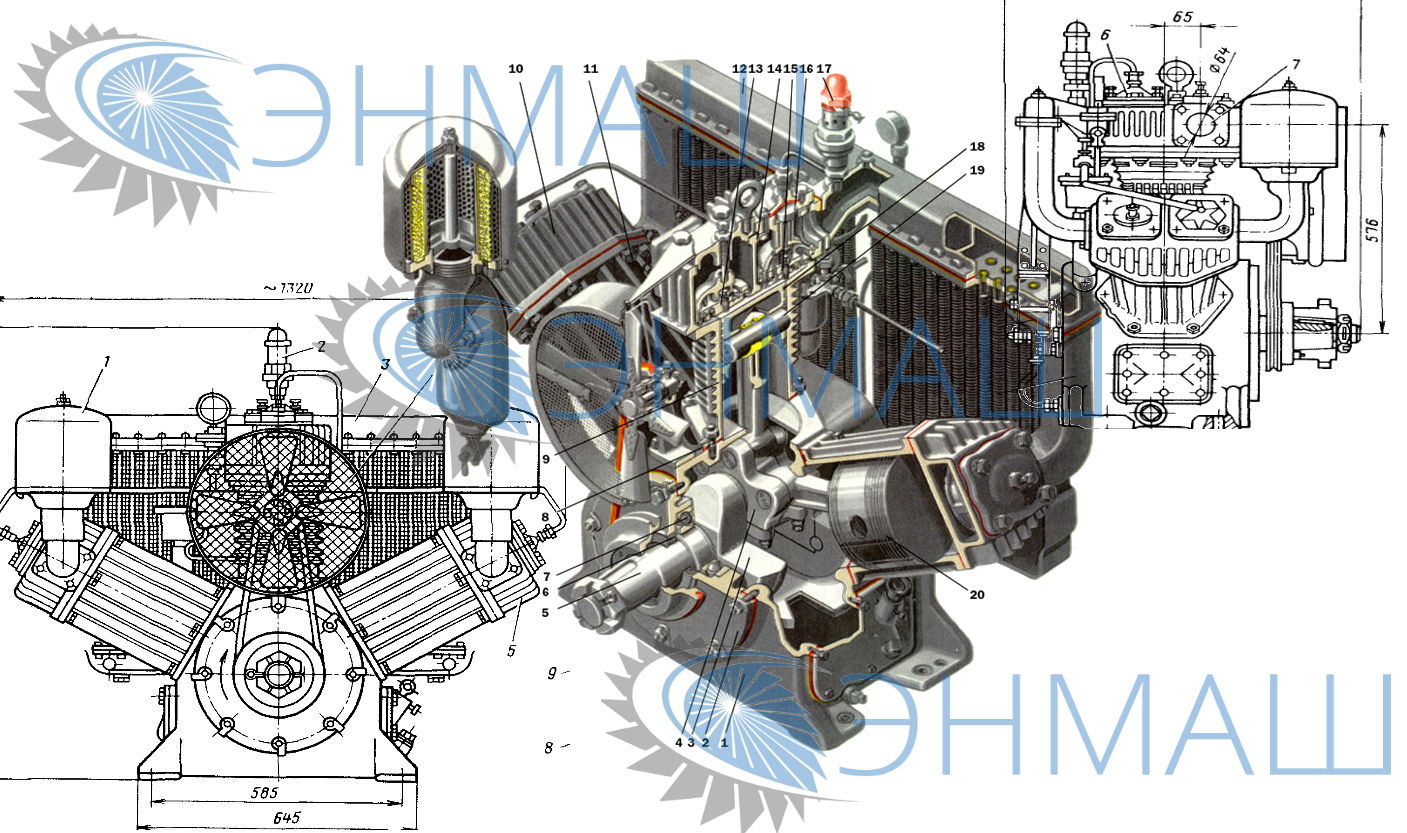 Чертеж компрессор кт 7